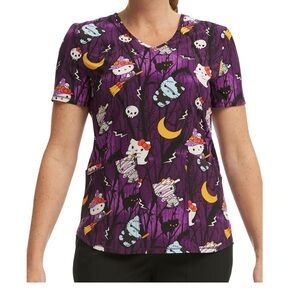 New Hello Kitty Scrub Top Halloween Sanrio 2XL